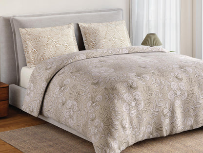 Spaces Flora 100% Cotton 144 TC Percale Floral Large Bedsheet with 2 Pillow Covers, Whisper Pink