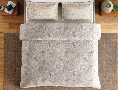 Spaces Flora 100% Cotton 144 TC Percale Floral Large Bedsheet with 2 Pillow Covers, Whisper Pink