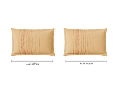 Spaces Flora 100% Cotton 144 TC Percale Geometric Large Bedsheet with 2 Pillow Covers, Beige