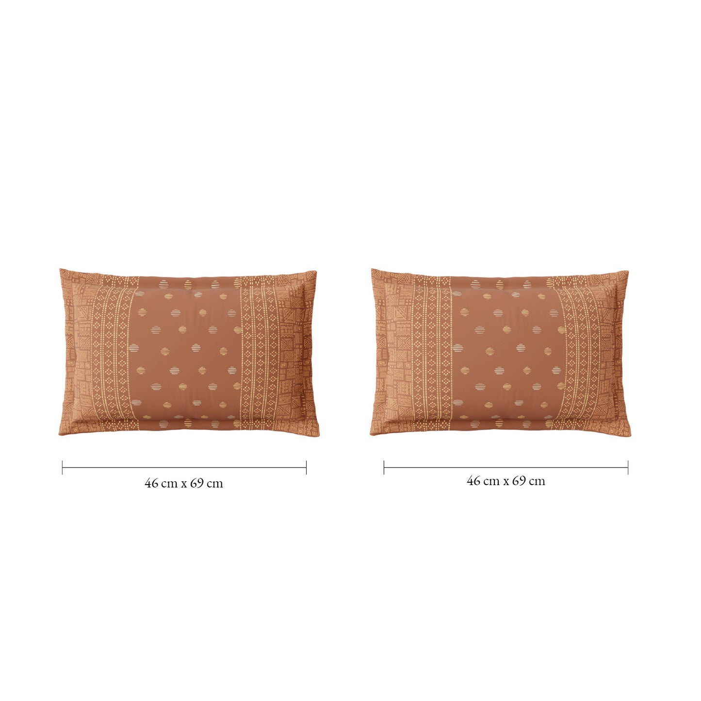 Spaces Flora 100% Cotton 144 TC Percale Ornate Large Bedsheet with 2 Pillow Covers, Brown