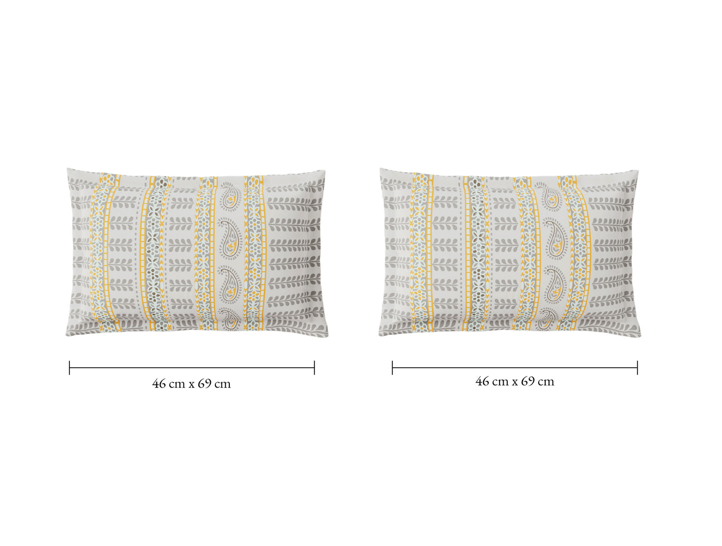 Spaces Flora 100% Cotton 144 TC Percale Ornate Large Bedsheet with 2 Pillow Covers, Light Grey