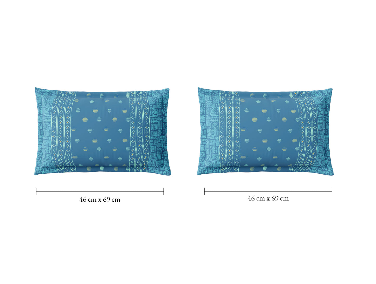 Spaces Flora 100% Cotton 144 TC Percale Ornate Large Bedsheet with 2 Pillow Covers, Blue