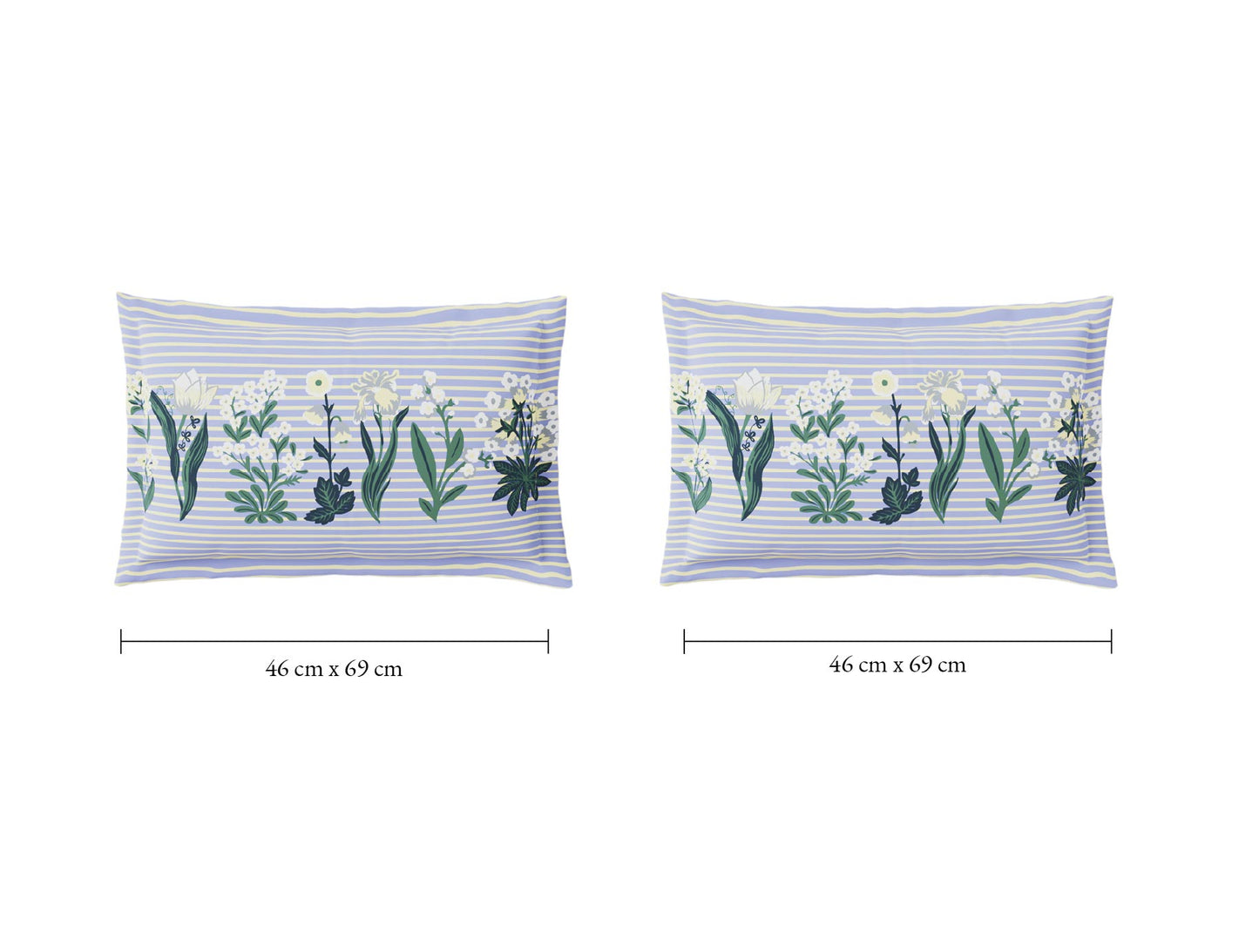 Spaces Flora 100% Cotton 144 TC Percale Floral Double Bedsheet with 2 Pillow Covers, Light Blue