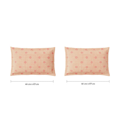 Spaces Flora 100% Cotton 144 TC Percale Ornate Double Bedsheet with 2 Pillow Covers, Light Yellow