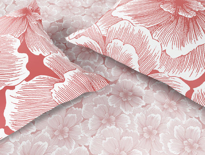 Spaces Flora 100% Cotton 144 TC Percale Floral Double Bedsheet with 2 Pillow Covers, Blush