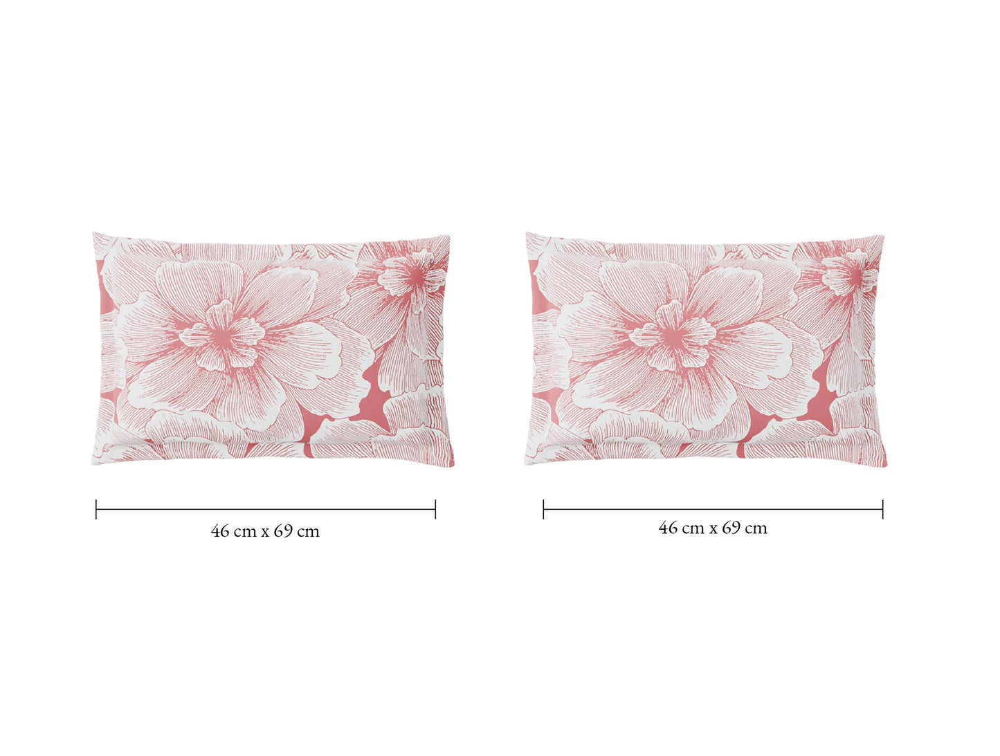 Spaces Flora 100% Cotton 144 TC Percale Floral Double Bedsheet with 2 Pillow Covers, Blush