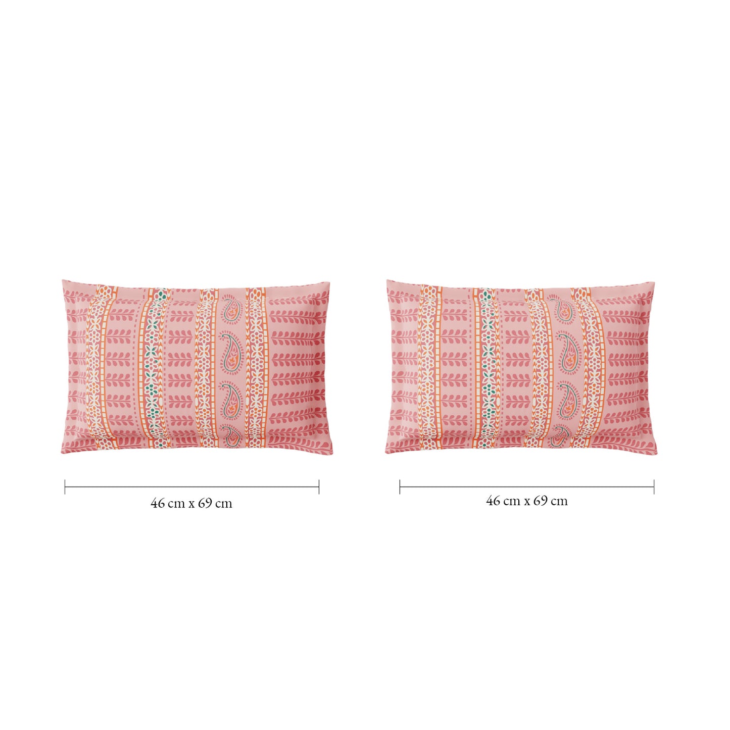 Spaces Flora 100% Cotton 144 TC Percale Ornate Double Bedsheet with 2 Pillow Covers, Pink