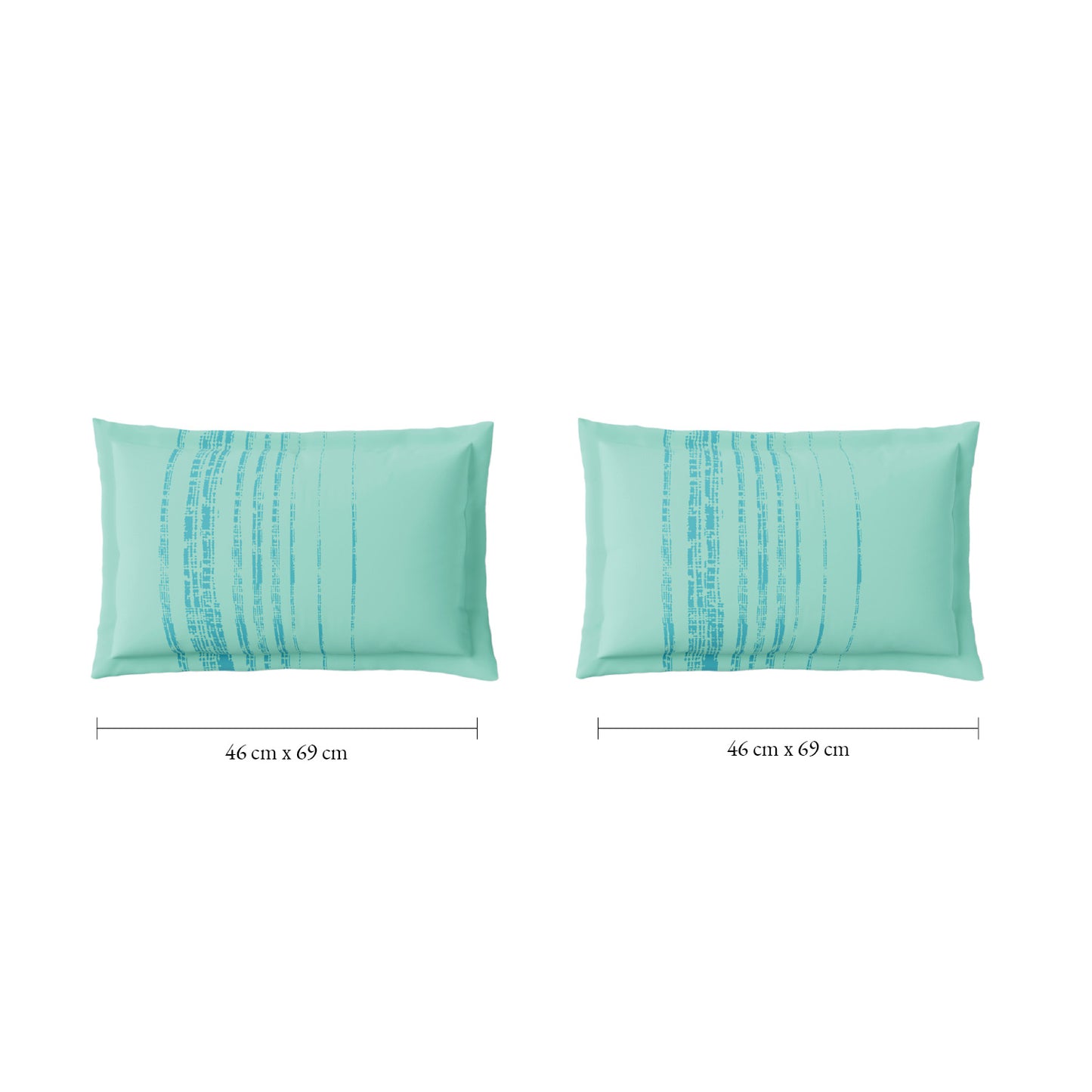 Spaces Flora 100% Cotton 144 TC Percale Geometric Double Bedsheet with 2 Pillow Covers, Aqua