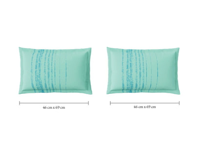 Spaces Flora 100% Cotton 144 TC Percale Geometric Double Bedsheet with 2 Pillow Covers, Aqua