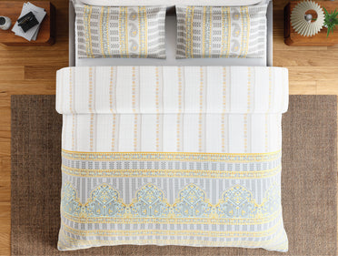 Spaces Flora 100% Cotton 144 TC Percale Ornate Double Bedsheet with 2 Pillow Covers, Light Grey