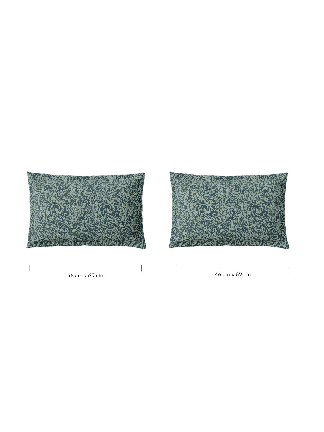 Spaces Flora 100% Cotton 144 TC Percale Floral Single Bedsheet with 1 Pillow Cover, Ice