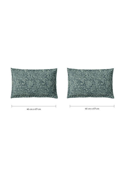Spaces Flora 100% Cotton 144 TC Percale Floral Single Bedsheet with 1 Pillow Cover, Ice