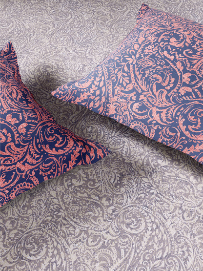 Spaces Flora 100% Cotton 144 TC Percale Floral Single Bedsheet with 1 Pillow Cover, Light Violet