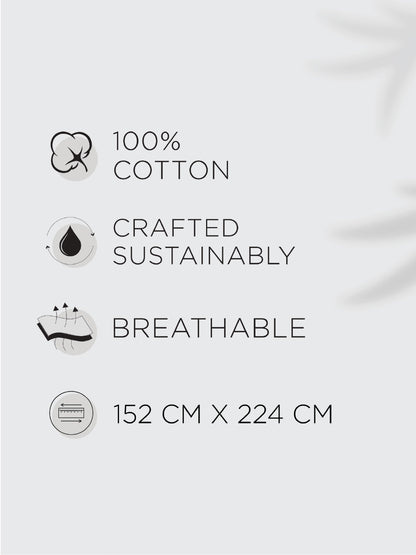 Spaces Flora 100% Cotton 144 TC Percale Ornate Single Bedsheet with 1 Pillow Cover, Light Yellow