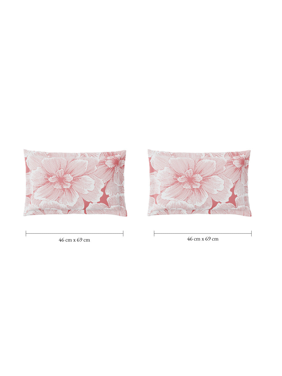 Spaces Flora 100% Cotton 144 TC Percale Floral Single Bedsheet with 1 Pillow Cover, Blush