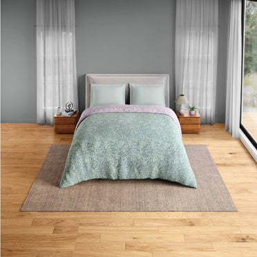 Spaces Flora 100% Cotton 144 TC Percale Floral Double Blanket Quilt, Light Blue