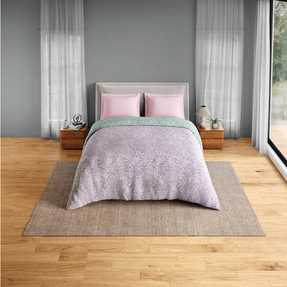 Spaces Flora 100% Cotton 144 TC Percale Floral Double Blanket Quilt, Light Violet
