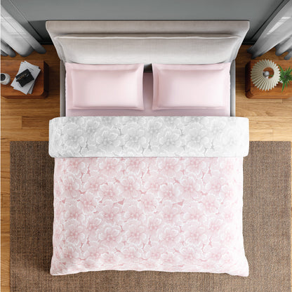 Spaces Flora 100% Cotton 144 TC Percale Floral Double Blanket Quilt, Blush