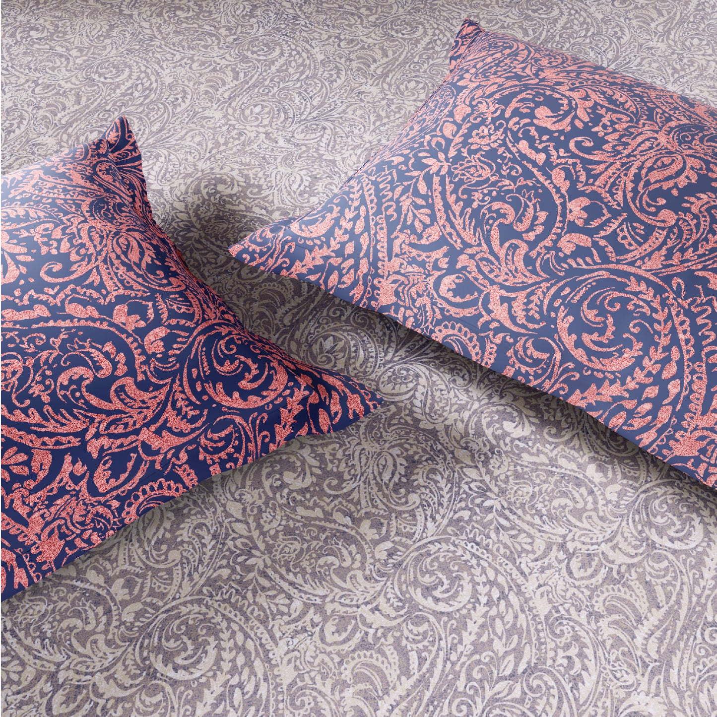 Spaces Fiora 100% Cotton 144 TC Percale Floral Permium Bedding Set, Light Violet