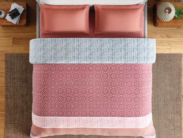 Spaces Fiora 100% Cotton 144 TC Percale Geometric Permium Double Duvet Cover, Dark Red