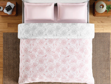Spaces Fiora 100% Cotton 144 TC Percale Floral Permium Double Duvet Cover, Blush