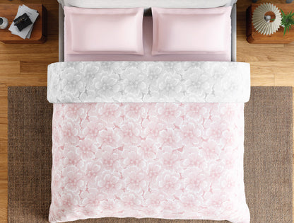 Spaces Fiora 100% Cotton 144 TC Percale Floral Permium Double Duvet Cover, Blush