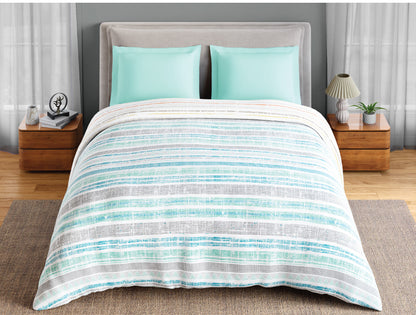 Spaces Fiora 100% Cotton 144 TC Percale Geometric Permium Double Duvet Cover, Aqua