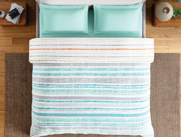 Spaces Fiora 100% Cotton 144 TC Percale Geometric Permium Double Duvet Cover, Aqua