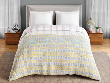 Spaces Fiora 100% Cotton 144 TC Percale Ornate Permium Double Duvet Cover, Light Grey