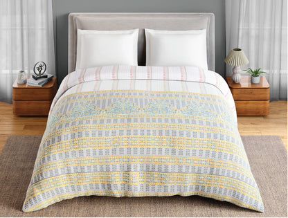 Spaces Fiora 100% Cotton 144 TC Percale Ornate Permium Double Duvet Cover, Light Grey