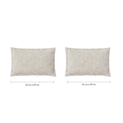 Spaces Flora 100% Cotton 144 TC Percale Floral Fitted King Sheet with 2 Pillow Covers, Beige