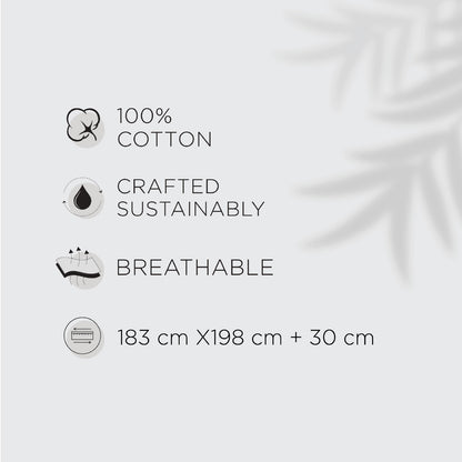 Spaces Flora 100% Cotton 144 TC Percale Floral Fitted King Sheet with 2 Pillow Covers, Beige