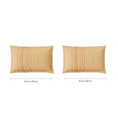 Spaces Flora 100% Cotton 144 TC Percale Geometric Fitted King Sheet with 2 Pillow Covers, Light Yellow
