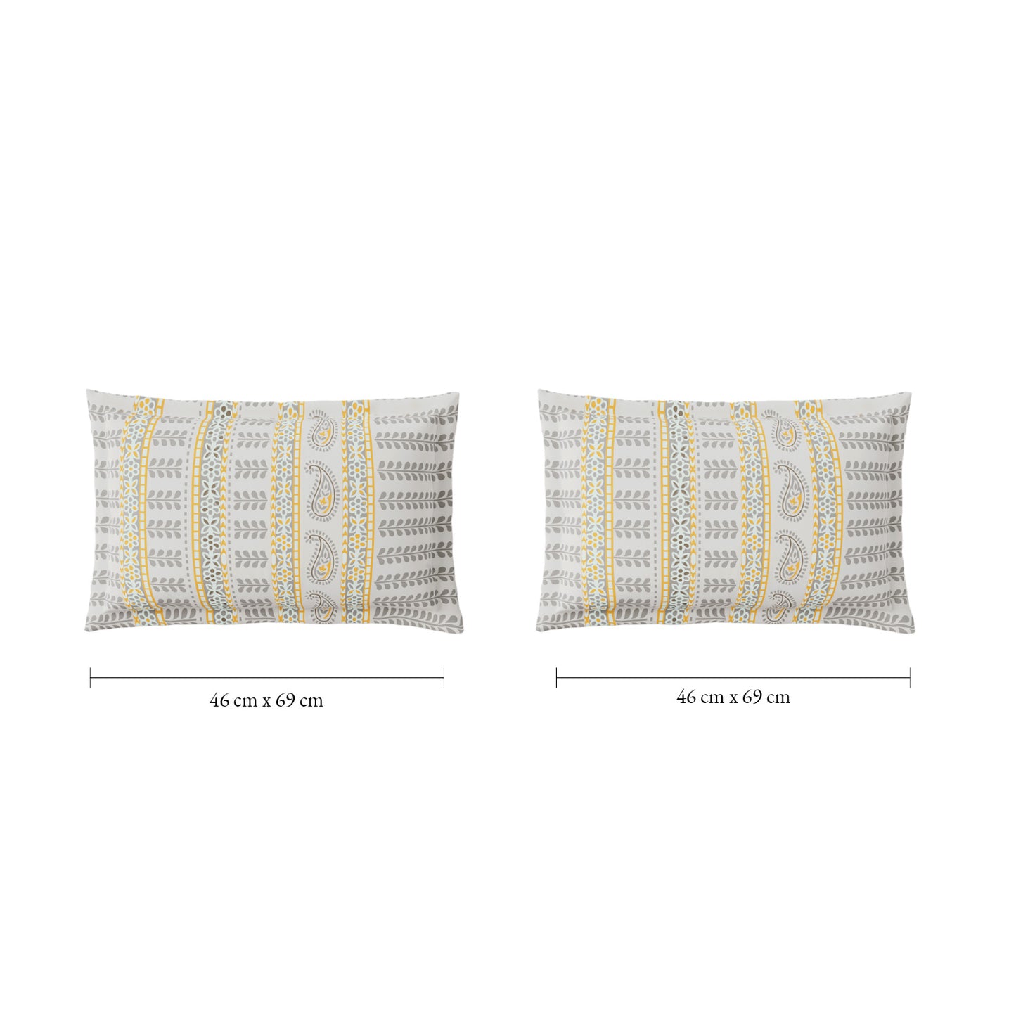 Spaces Flora 100% Cotton 144 TC Percale Ornate Fitted King Sheet with 2 Pillow Covers, Light Grey