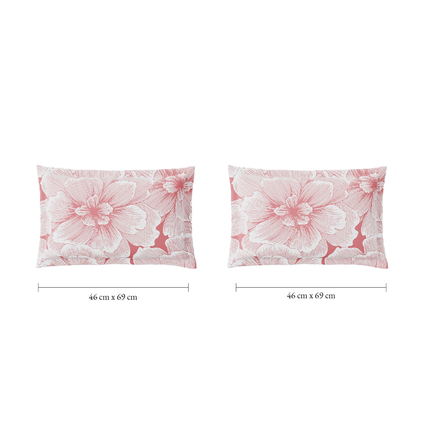 Spaces Flora 100% Cotton 144 TC Percale Floral Fitted Queen Sheet with 2 Pillow Covers, Blush