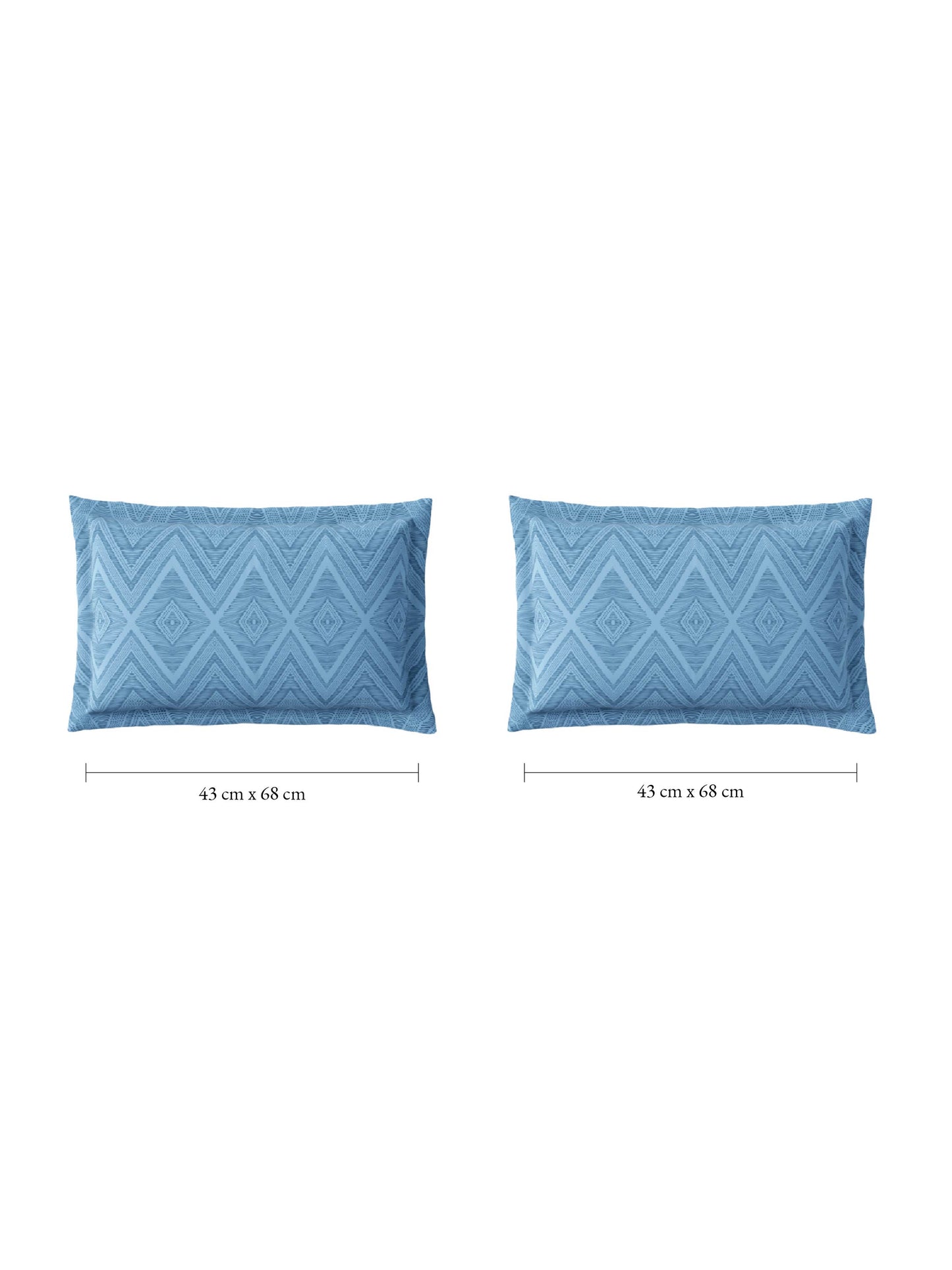 Zera Hygro Cotton 233 TC Percale Geometric Design Double Bedsheet with 2 Pillow Covers, Light Blue