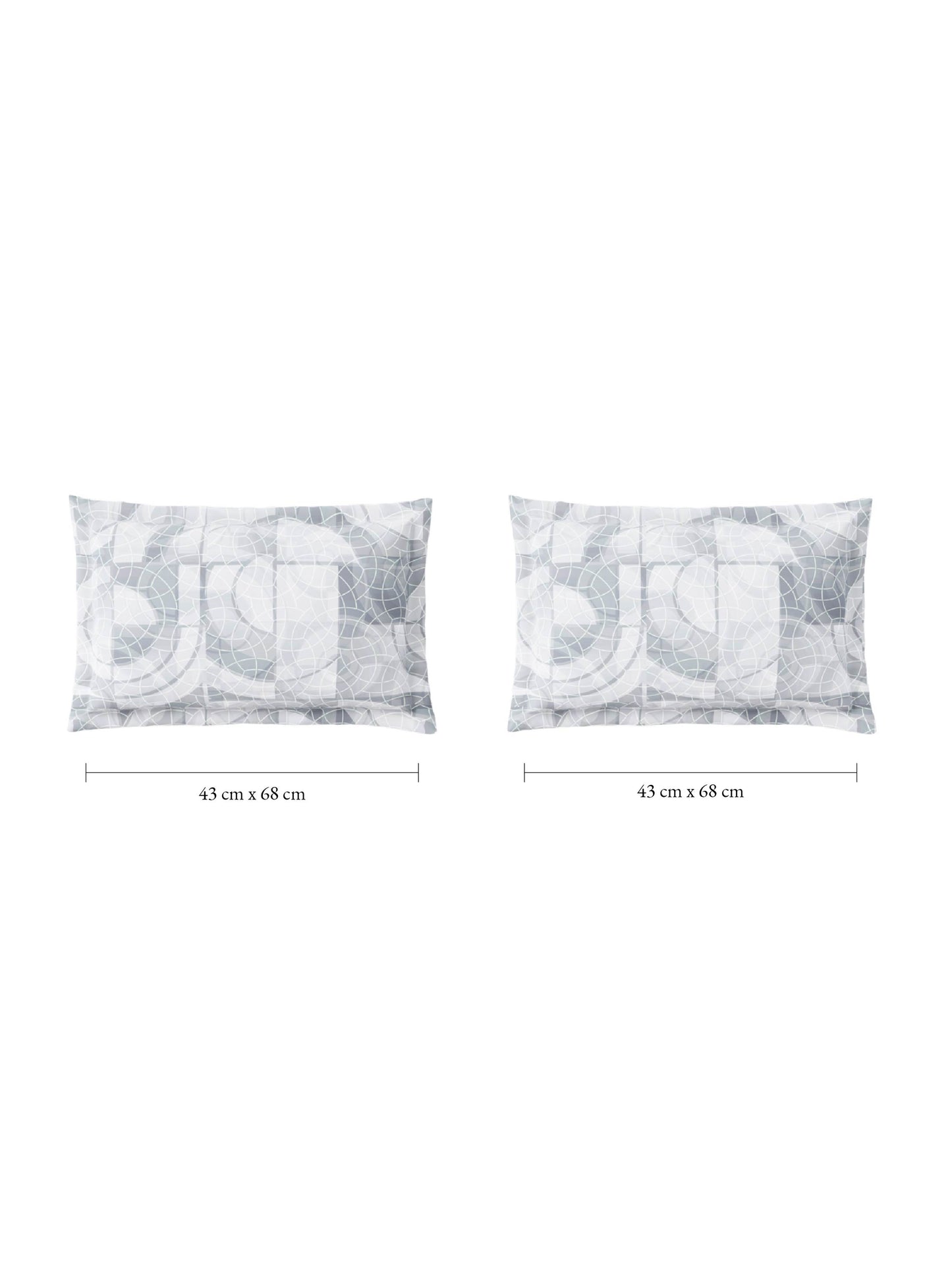 Zera Hygro Cotton 233 TC Percale Geometric Design Double Bedsheet with 2 Pillow Covers, Light Grey