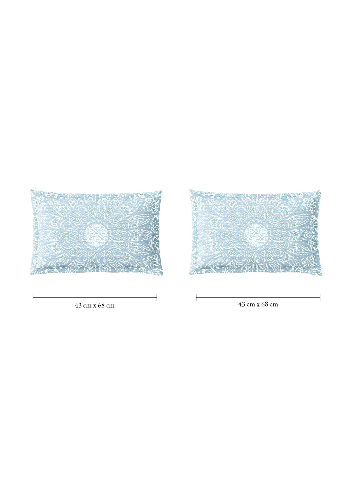 Zera Hygro Cotton 233 TC Percale Ornate Print Double Bedsheet with 2 Pillow Covers, Light Blue