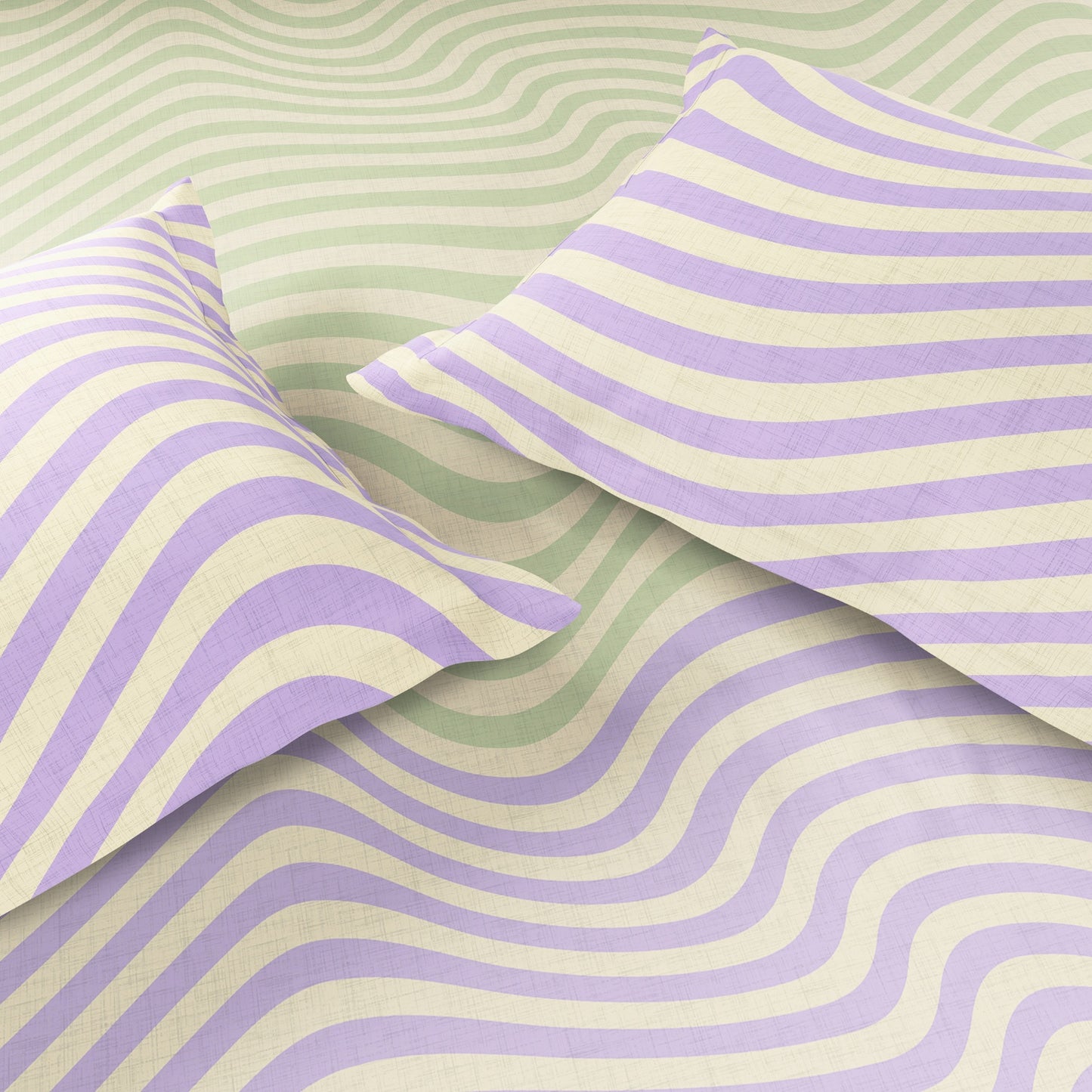 Spaces Neo Paradox 100% Cotton 152 TC Percale Geometric Large Bedsheet with 2 Pillow Covers, Light Green