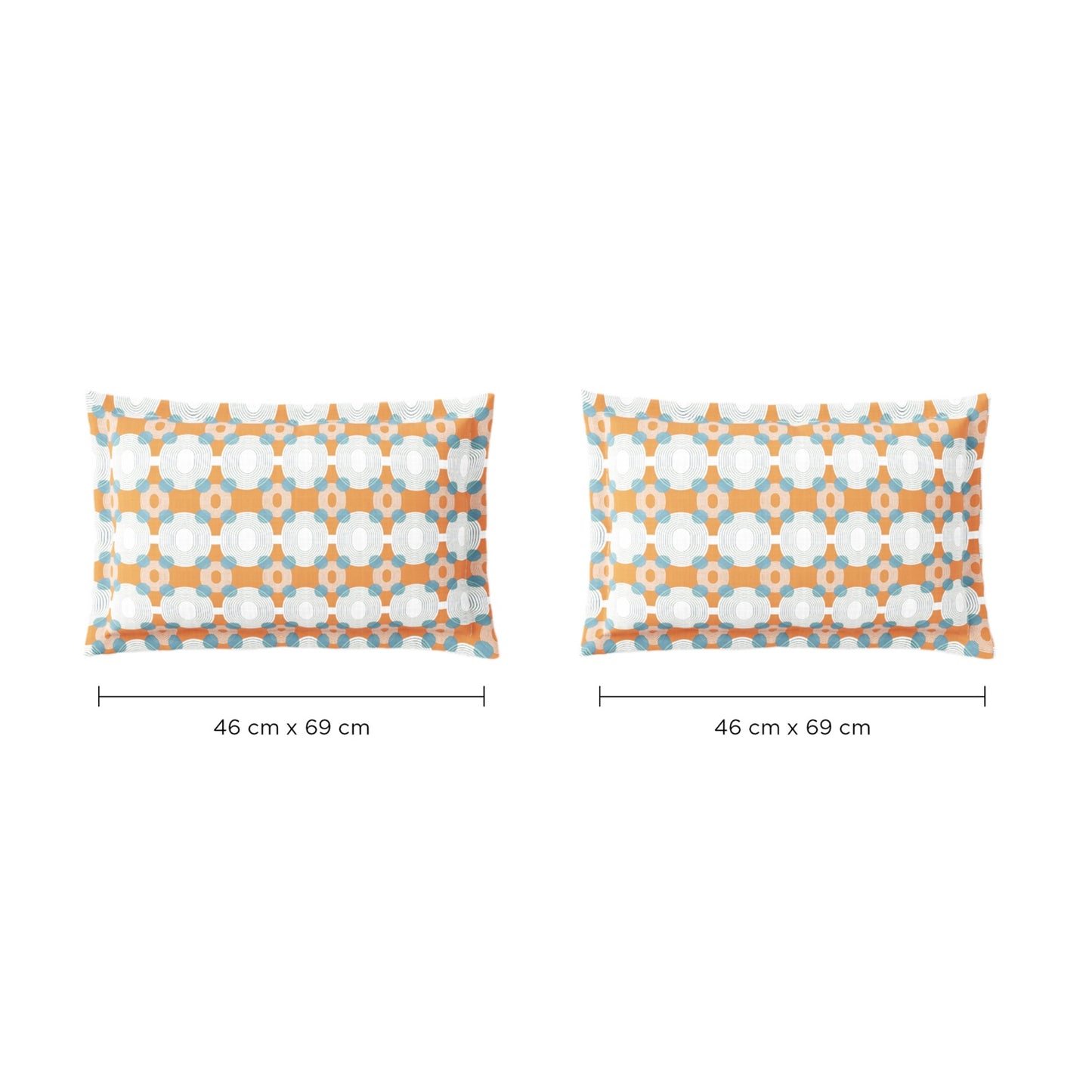 Spaces Neo Paradox 100% Cotton 152 TC Percale Geometric Large Bedsheet with 2 Pillow Covers, Light Teal