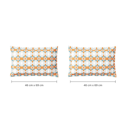 Spaces Neo Paradox 100% Cotton 152 TC Percale Geometric Large Bedsheet with 2 Pillow Covers, Light Teal