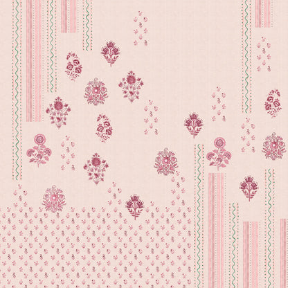 Spaces Neo Chaap 100% Cotton 152 TC Percale Floral Large Bedsheet with 2 Pillow Covers, Light Blush
