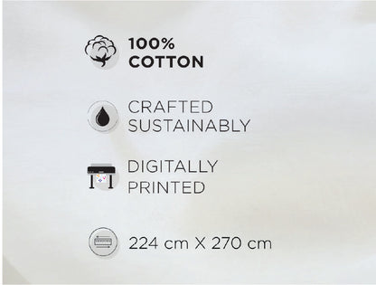 Spaces Neo Paradox 100% Cotton 152 TC Percale Geometric Permium Double Blanket Quilt, Light Green