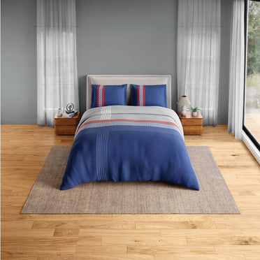 Spaces Neo Paradox 100% Cotton 152 TC Percale Geometric Permium Double Blanket Quilt, Blue