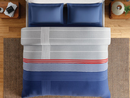 Spaces Neo Paradox 100% Cotton 152 TC Percale Geometric Permium Double Blanket Quilt, Blue