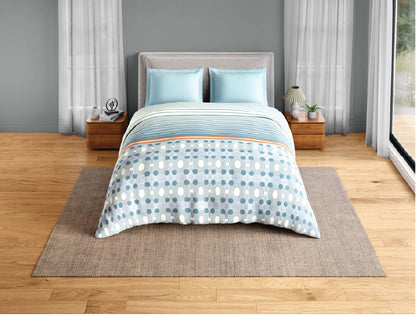 Spaces Neo Paradox 100% Cotton 152 TC Percale Geometric Permium Double Blanket Quilt, Light Teal