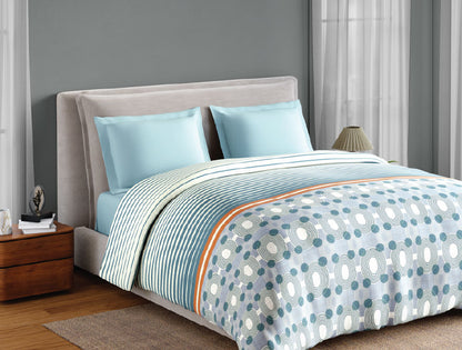 Spaces Neo Paradox 100% Cotton 152 TC Percale Geometric Permium Double Blanket Quilt, Light Teal