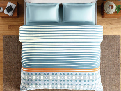 Spaces Neo Paradox 100% Cotton 152 TC Percale Geometric Permium Double Blanket Quilt, Light Teal