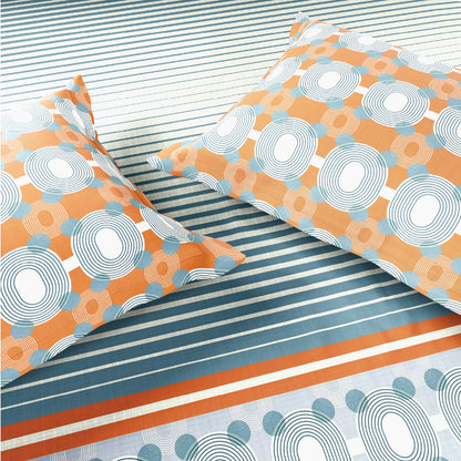 Spaces Neo Paradox 100% Cotton 152 TC Percale Geometric Permium Double Blanket Quilt, Light Teal