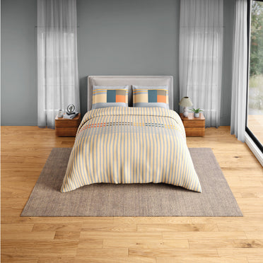 Spaces Neo Paradox 100% Cotton 152 TC Percale Geometric Permium Double Blanket Quilt, Light Yellow